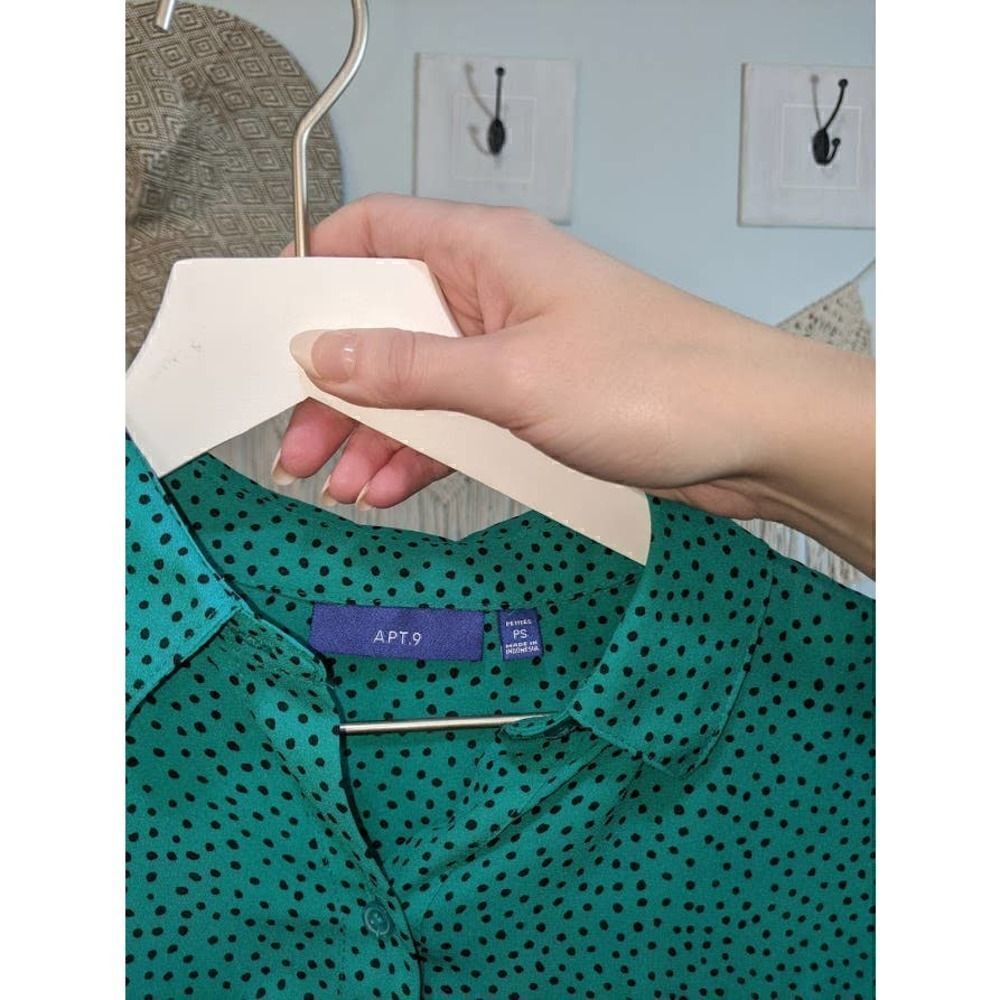 APT 9 Teal and Black Polka Dot LS Top - Picture 9 of 14